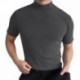 Fekete szín - Férfi hétköznapi alap garbó póló Slim Fit pulóver, rövid ujjú felsők Kényelmes, légáteresztő,