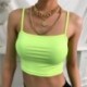 Szín: zöld A - Női neonzöld páncél felsők Ujjatlan pamut melltartó, párnázott bandeau melltartó mellény Crop felső