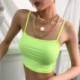 Szín: zöld A - Női neonzöld páncél felsők Ujjatlan pamut melltartó, párnázott bandeau melltartó mellény Crop felső