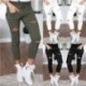 Fekete szín - 2023 új szakadt farmer női női nagy méretű szakadt nadrág sztreccs ceruza nadrág leggings női farmer