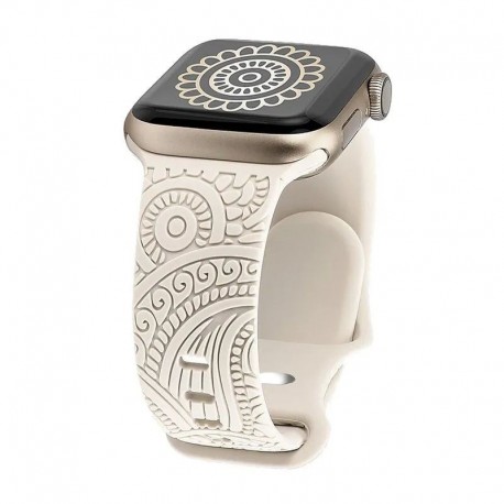 Szíj színe: fekete - Forró gravírozott mintás szilikon szíj Apple Watchhoz 49mm 45mm 44mm 40mm 41mm Sport hurokszíj