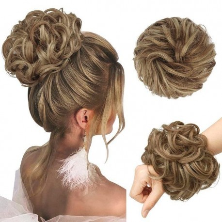 Szín: 12H24 - 2 DB Rendetlen konty hajdarab nagy szürke konty göndör hajhosszabbító szintetikus paróka Easy Bun Bun Updo