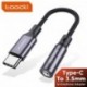 Szín: C-től 3,5 mm-ig szürke - Toocki USB Type C 3.5 Jack fülhallgató adapter USB C-3.5mm fejhallgató AUX audio kábel