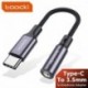 Szín: C-től 3,5 mm-ig szürke - Toocki USB Type C 3.5 Jack fülhallgató adapter USB C-3.5mm fejhallgató AUX audio kábel