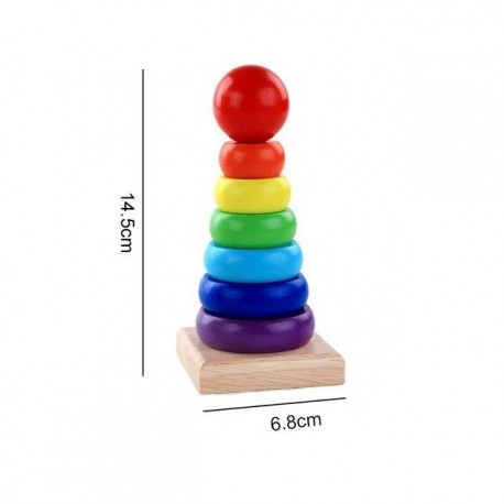 Szín: Rainbow Tower - Montessori fajátékok csecsemőknek 1 2 3 éves fiú lánynak ajándék babafejlesztő játékok fa