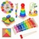 Szín: Rainbow Tower - Montessori fajátékok csecsemőknek 1 2 3 éves fiú lánynak ajándék babafejlesztő játékok fa