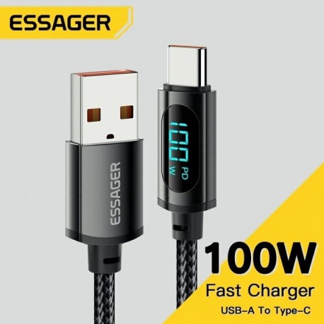 Szín: 7A fekete - Essager USB Type C kábel Huawei Honor Xiaomi Samsung Super Charge 66W/100W gyorstöltő USB C töltő