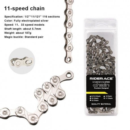 Szín: 11 sebesség - RIDERACE kerékpárlánc 116L 8 9 10 11 12 sebességű ezüst ultrakönnyű hegyi országúti
