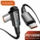 Szín: 100W - Toocki 100 W USB C - USB C kábel 90 fokos iPad MacBook Pro Xiaomi Samsung Huawei gyorstöltő C típusú