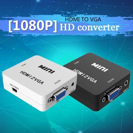 Fekete szín - Mini HDMI-VGA konverter asztali számítógép fogadó laptop digitális set-top box női HDmi-vga férfi HD
