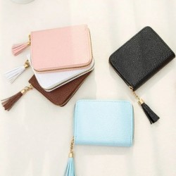 Szín: Véletlenszerű szín 1db - Mini bojtos pénztárca női divatos pénztárca női rövid mini pénztárcák PU bőr