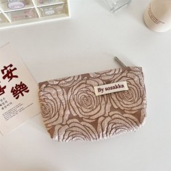 Szín: 4 - Koreai 3D virágnyomattal nyomtatott női kozmetikai táska ceruza tok utazási aranyos virágos smink ecsetek smink