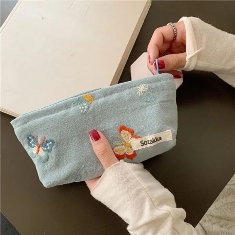 Szín: 21x8 cm - Leopárdmintás kozmetikai táska kis női smink szervező kordbársony virág rúzsok táskák diáklány