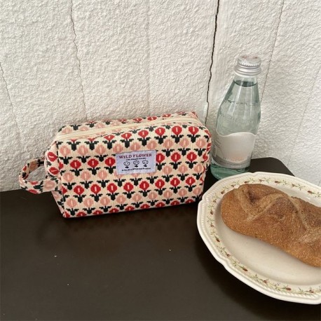 Szín: 17X10X7cm - Leopárdmintás kozmetikai táska kis női sminkrendszerező kordbársony virág rúzsok táskák diáklány