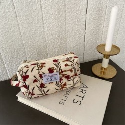 Szín: 17X10X7cm - Leopárdmintás kozmetikai táska kis női smink szervező kordbársony virág rúzsok táskák diáklány