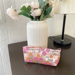 Szín: 19x7,5x4cm - Leopárdmintás kozmetikai táska kis női sminkrendszerező kordbársony virág rúzsok táskák diáklány