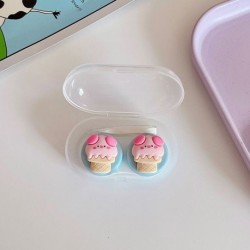 Szín: malac - 1 db Rajzfilm állati nyúl kontaktlencse tok műanyag Kawaii kontaktlencse doboz aranyos szemüveg tok