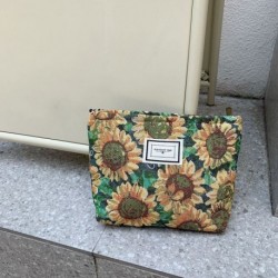 Szín: napraforgó - Jacquard virág női kozmetikai táska, utazásszervező, nagy kapacitású tároló mosótáska