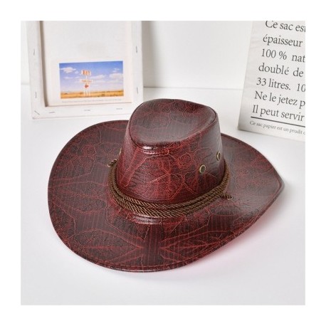 Piros szín - Új műbőr Western Cowboy kalapok nőknek Férfi Vintage Gentleman Ruha Kalapok Panama Cowgirl Jazz Cap Sombrero