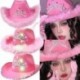 Szín: Pink flitter - Rózsaszín West Cowgirl sapkák nőknek tehénlány kalapok tiara toll filc Western flitter Cowboy kalap