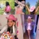 Szín: Pink flitter - Rózsaszín West Cowgirl sapkák nőknek tehénlány kalapok tiara toll filc Western flitter Cowboy kalap