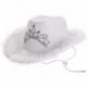 Szín: fehér toll - Rózsaszín West Cowgirl sapkák nőknek tehénlány kalapok tiara toll filc Western flitter Cowboy kalap