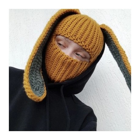 Szín: 7 - Nyúl Balaclava Beans Kalap Kötött Koponyák Nyuszi Hosszú fülek Sapkák Téli Meleg Fejvédő Kézzel