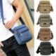 Szín: kávé - Retro férfi táska vászon válltáska állítható pánttal, több zsebbel Messenger Crossbody táska