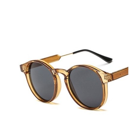 Lencsék színe: pezsgőszürke - KLASSNUM Retro Női Napszemüveg Kerek Keret Anti-uv400 Átlátszó Női Napszemüvegek