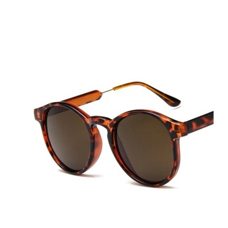 Lencsék színe: Leopárd tea - KLASSNUM Retro Női Napszemüveg Kerek Keret Anti-uv400 Átlátszó Női Napszemüvegek