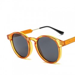 Lencsék színe: narancssárga szürke - KLASSNUM Retro Női Napszemüveg Kerek Keret Anti-uv400 Átlátszó Női Napszemüvegek