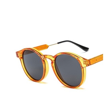 Lencsék színe: narancssárga szürke - KLASSNUM Retro Női Napszemüveg Kerek Keret Anti-uv400 Átlátszó Női Napszemüvegek