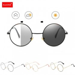 Lencsék színe: ezüst fekete - Fotokróm napszemüvegek Női kerek fémkeretes szemüvegek Anti kék fény színváltó