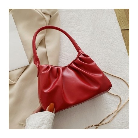 Piros szín - Kis négyzet alakú redőzött fogantyúk Designer kézitáska Női Crossbody válltáskák Hírvivő