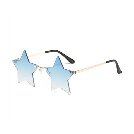 Lencsék színe: gradiens kék - Vicces Pentagram napszemüvegek Rimless Party szemüvegek csillag alakú óceán színű
