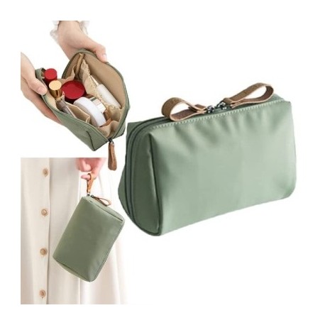 Szín: zöld - Mini kozmetikai táska női piperecikkeknek szervező kültéri utazáshoz hordozható vízálló fürdőszobai