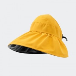 Szín: sárga - Nyári kétrétegű halászsapka női üres felső strand napozósapka kültéri UV védelem, összecsukható