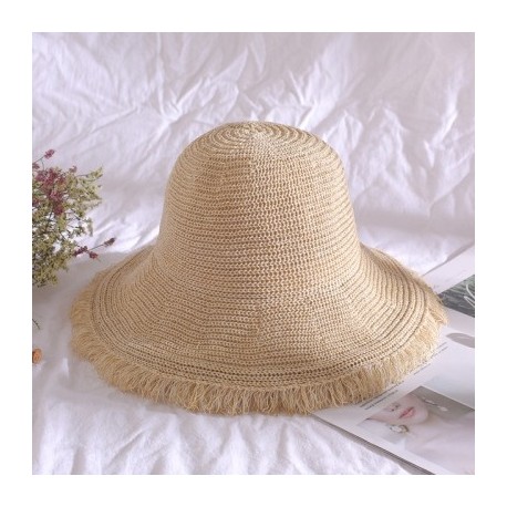 Szín: bézs - Nyári női panamai kalapok lányok széles, nagy karimájú hajlékony tengerparti UV-sugárzás elleni