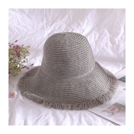 Szín: Szürke - Nyári női panamai kalapok lányok széles, nagy karimájú hajlékony tengerparti UV-sugárzás elleni