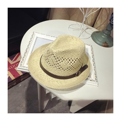 Szín: krémszínű-null - Légáteresztő férfi kalap nyári tengerparti széles karimájú strandkalap Western Cowboy kalap