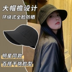 Fekete szín - Nyári napsapka összecsukható széles karimájú női vödörsapka lány UV védelem állítható kültéri
