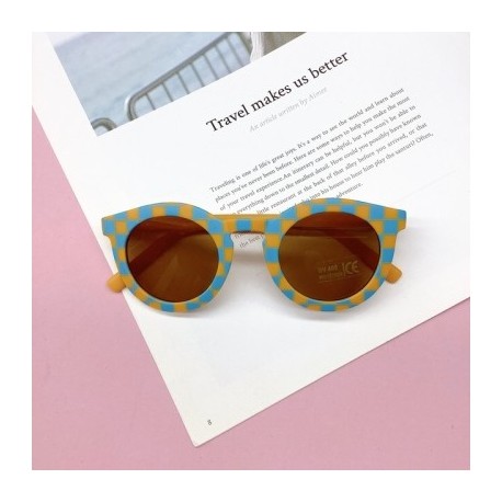 A lencsék színe: kék, sárga - KLASSNUM Kids Kerek Napszemüvegek Márka Designer Gyermekek Aranyos Napszemüvegek Vintage