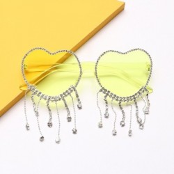 Lencsék színe: sárga bojt - Egyedi Party Favor Heart napszemüveg Diamond Bojt UV400 Protection Rend Peach Heart keret