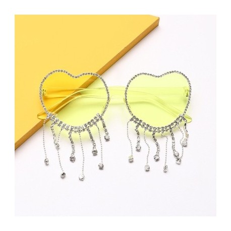 Lencsék színe: sárga bojt - Egyedi Party Favor Heart napszemüveg Diamond Bojt UV400 Protection Rend Peach Heart keret