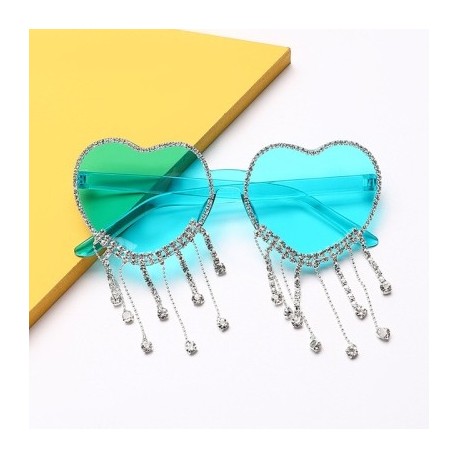 Lencsék színe: világoskék bojt - Egyedi Party Favor Heart napszemüveg Diamond Bojt UV400 Protection Rend Peach Heart keret