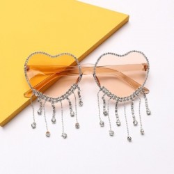 Lencsék színe: világos narancssárga bojt - Egyedi Party Favor Heart napszemüveg Diamond Bojt UV400 Protection Rend Peach