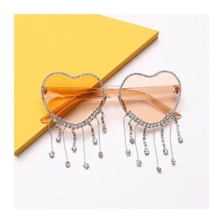 Lencsék színe: világos narancssárga bojt - Egyedi Party Favor Heart napszemüveg Diamond Bojt UV400 Protection Rend Peach