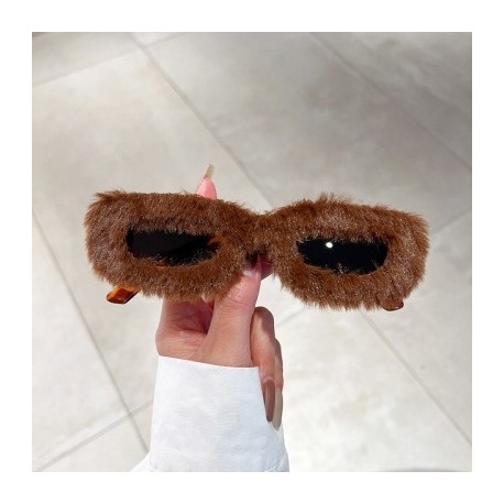 Lencsék színe: barna-tea - Szőrös Keret Téglalap Napszemüveg Női Vicces buliszemüveg Több színben Dekoráció Vintage