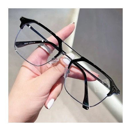 Keret színe: fekete arany - Kettős fényes keret, kék fény, átlátszó számítógép rövidlátás szemüvegek, férfiak,