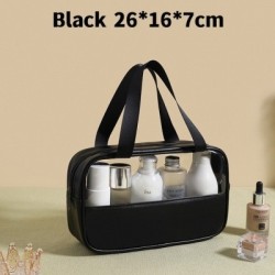 Szín: fekete M - Kozmetikai táska áttetsző sminktáska nagy kapacitású fürdőszobai mosogatótasak pipereszett vízálló